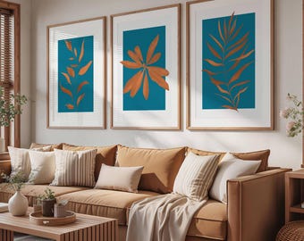 Teal & Terracotta Print Set: Modern Gallery Wall Art