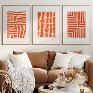 Orange wall art, Autumn home decor, orange prints, abstract wall art, modern orange home decor, living room wall art, orange bedroom decor