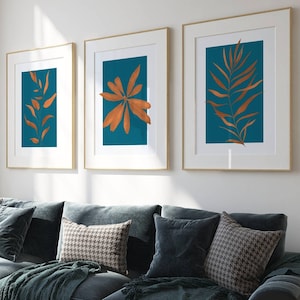 Teal wall art, terracotta prints, set of 3, living room decor, bedroom wall art, gallery wall set, home decor, large size wall art