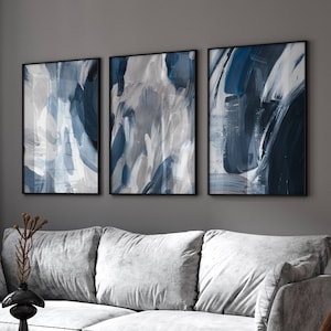 Arte murale blu, stampe astratte moderne di grandi dimensioni, decorazioni per la casa blu, arte murale blu per il soggiorno, regalo per la casa, arte murale blu navy, decorazioni per la camera da letto blu