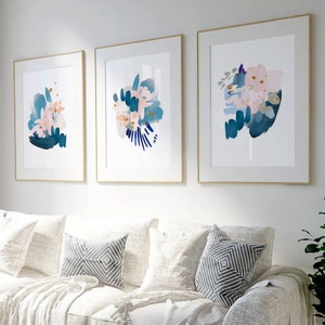 Stampe artistiche da parete astratte color verde acqua e rosa cipria, set da 3, stampe per decorazioni per soggiorno e corridoio, stampe artistiche da parete per camera da letto, decorazioni per la casa, regalo per la nuova casa