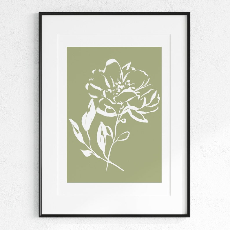 Sage Green Floral Wall Art Set: Abstract Botanical Prints, Set of 3 - Etsy