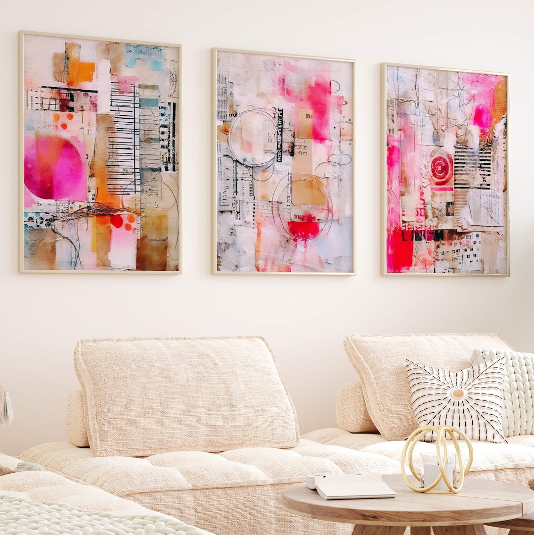 Orange Wall Art, Modern Abstract Prints, Orange Home Decor, Living Room