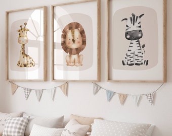 Safari nursery wall art, Boho nursery prints, neutral nursery wall art, playroom decor, safari nursery, Boho nursery decor, new baby gift