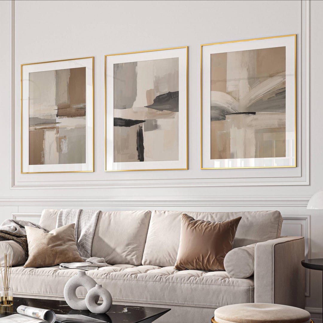 Neutral Abstract Wall Art Prints: Modern Home Decor, Set of 3 - Etsy