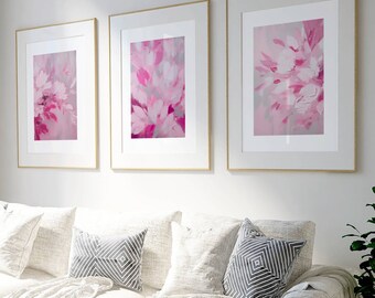 Pink Abstract Art Prints: Modern Home Decor, Set of 3