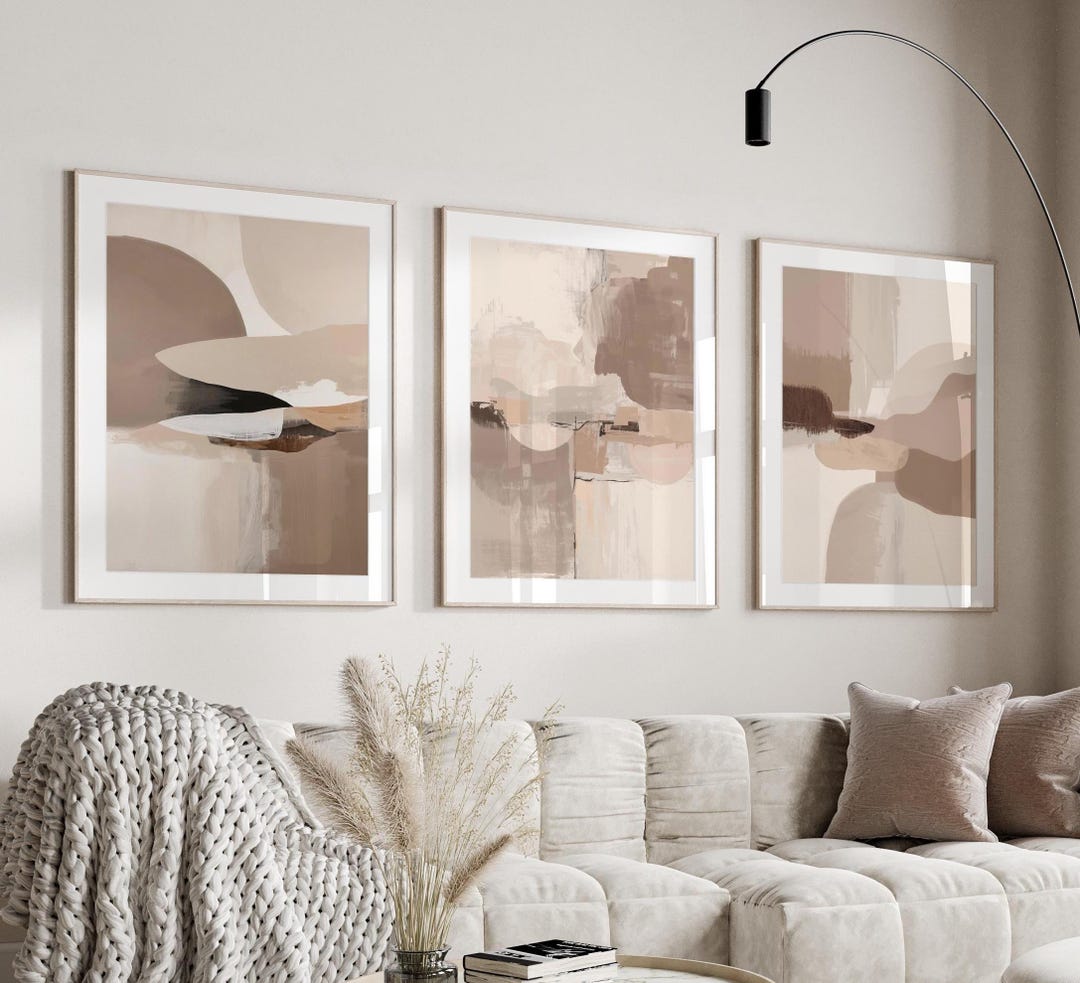 Neutral Abstract Wall Art Prints: Modern Home Decor, Set of 3 - Etsy UK