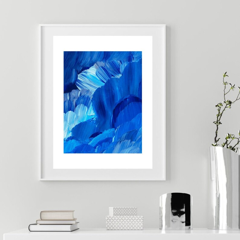 Electric Blue Abstract Wall Art Set of 3 - Modern Home Decor - Etsy