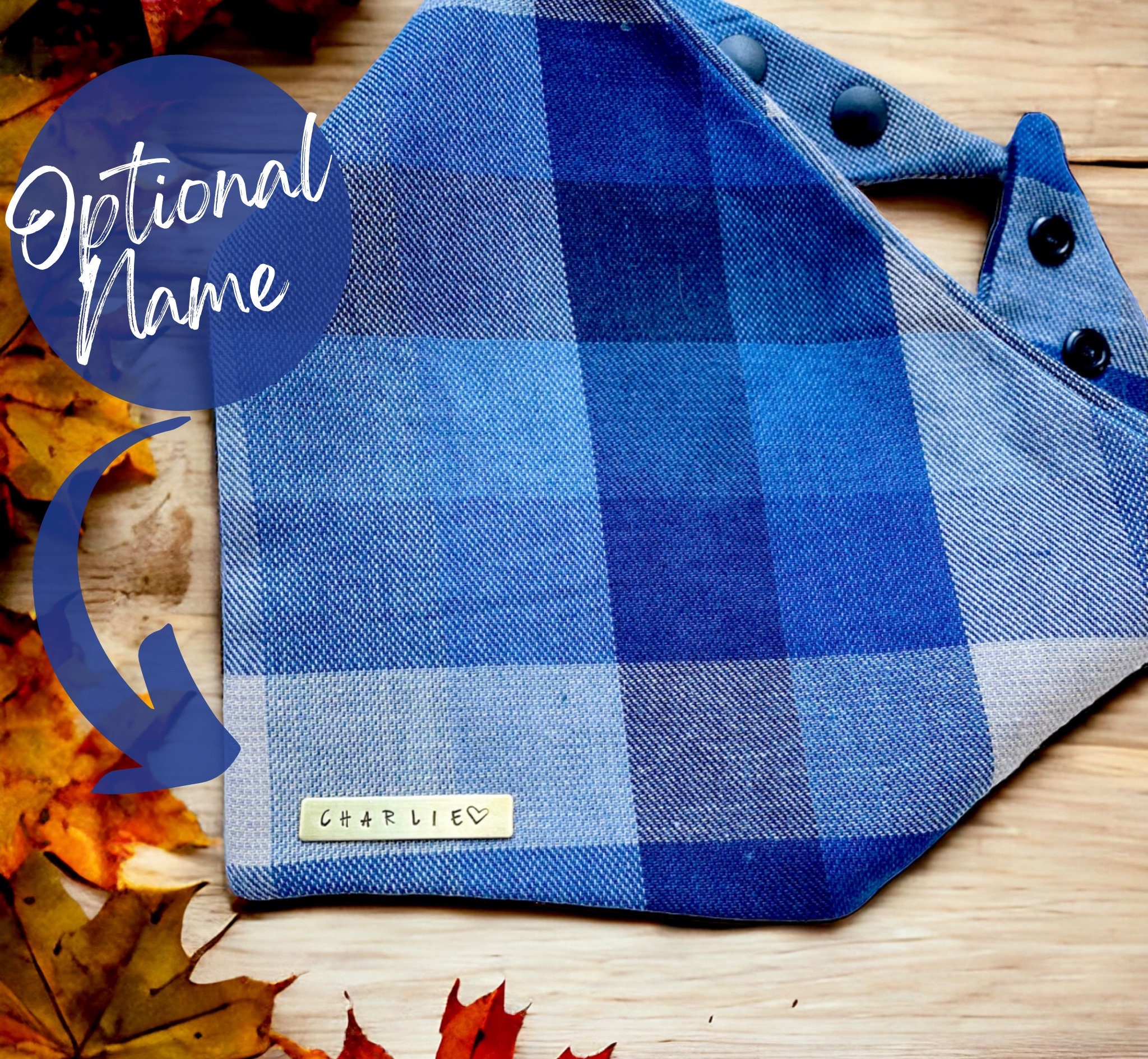 Blue Plaid Dog Bandana Checkered Blue Fall Dog Bandana Cat