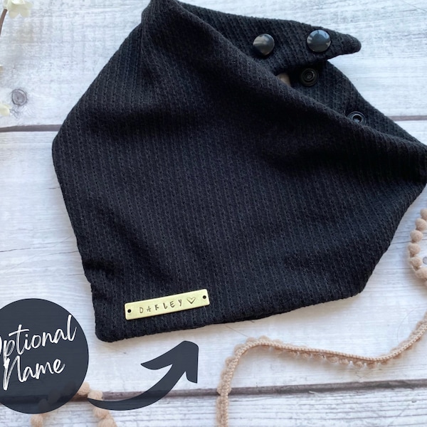 Soft Black Dog Bandana // lightweight bandana  / simple bandana / personalized bandana / bandana with name / cat bandana / neutral bandana