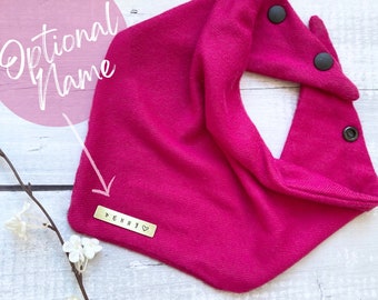Hot Pink Sweater Dog Bandana // extra soft bandana with snaps / bandana with name / personalized bandana / girl dog bandana / new puppy gift