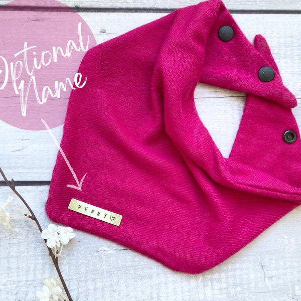 Hot Pink Sweater Dog Bandana // extra soft bandana with snaps / bandana with name / personalized bandana / girl dog bandana / new puppy gift