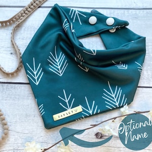 Forest Pine Teal Green Dog Bandana // bandana with snaps / bandana with name / personalized bandana / soft bandana / Christmas bandana