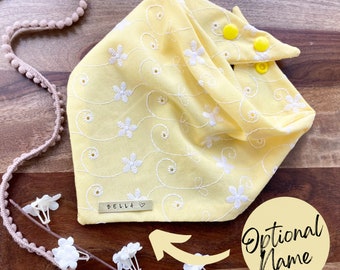 Yellow Dog Bandana // spring bandana / cat bandana / easter bandana / personalized bandana / snap bandana / new puppy gift / girl dog