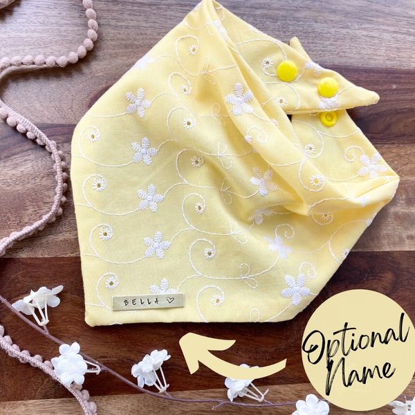 Yellow Dog Bandana // spring bandana / cat bandana / easter bandana / personalized bandana / snap bandana / new puppy gift / girl dog
