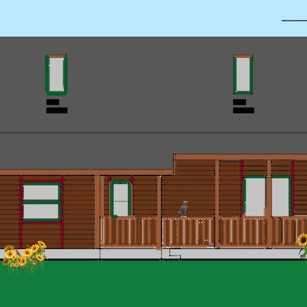 Log Cabin Plans 1 Bedroom-Loft Style 1 Bath. 1440 sq ft. House Plan.  Building Plan.