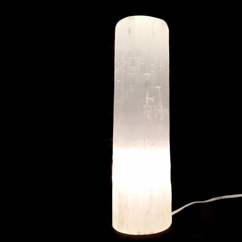 XL Selenite Lamp 14 " Crystal Lamp White Natural Light LED Cord Extra Large Pillar Tower image 3