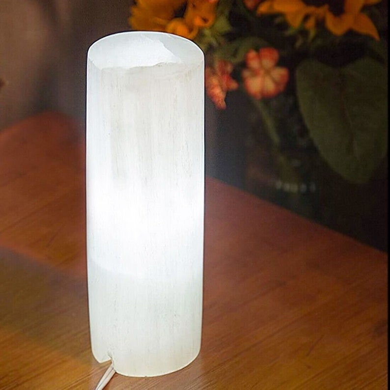 XL Selenite Lamp 14 " Crystal Lamp White Natural Light LED Cord Extra Large Pillar Tower image 4