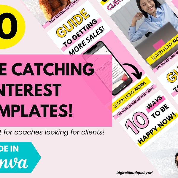 Eye catching pinterest pins. canva templates. blogger tools. coaching tools. eye catching pinterest pins. vibrant pinterest pins. cheap pins