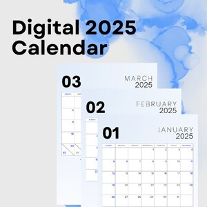 Digital 2025 Calendar | Printable Monthly Planner | Minimalist Design2025