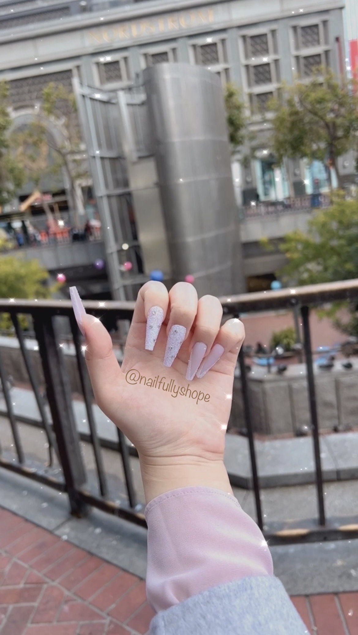 Press on Nails Customized Purple Diamond Matte Glitter V - Etsy