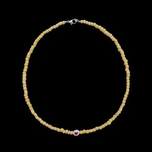 handmade, pearls, yellow heart glass beads coquette preppy necklace