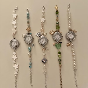 vintage beaded watches crystal green blue coquette beach time watches aesthetic