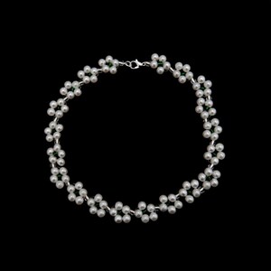 handmade, bridgerton inspired, pearls, pink and white glass beads coquette preppy necklace