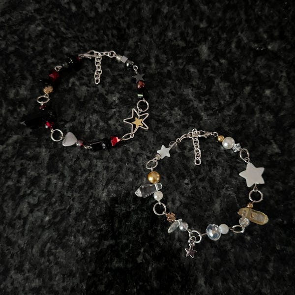 Pulseras de amistad para parejas inspiradas en Buenos Presagios, joyería, Aziraphale, Crowley, Belcebú, Gabriel, demonio, ángel, Aziracrow, maridos inefables, Muriel