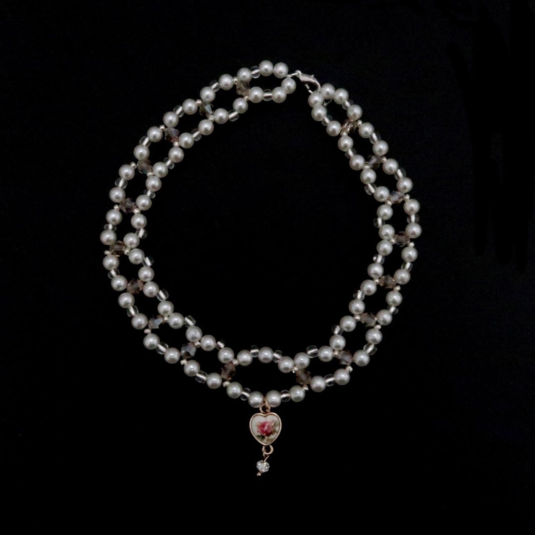Handmade Pearls Pink and White Glass Beads Coquette Necklace Etsy