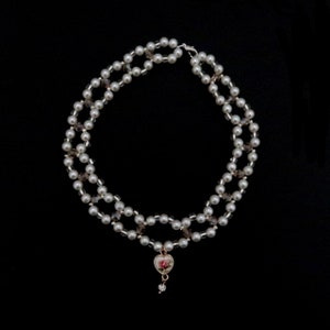 handmade, pearls, pink and white glass beads coquette necklace