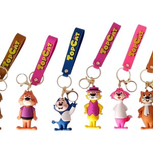 Top Cat 3D Silicone Pendant Keychains Keyrings Bag Charms Benny Spook Brain Choo
