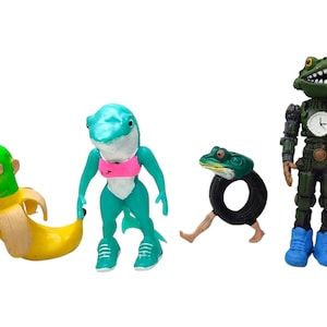 shimpanzinni banannin 4 mexican hard plastic toy figures Italian Brainrot boneca