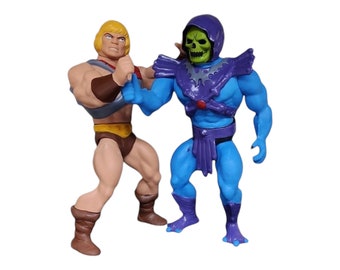 He-Man + Skeletor jumbo 15" soft vinyl toy figures MotU Masters Of The Universe