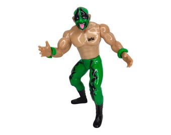Figura de luchador mexicano Mr. Iguana: Figura de lucha libre pintada a mano