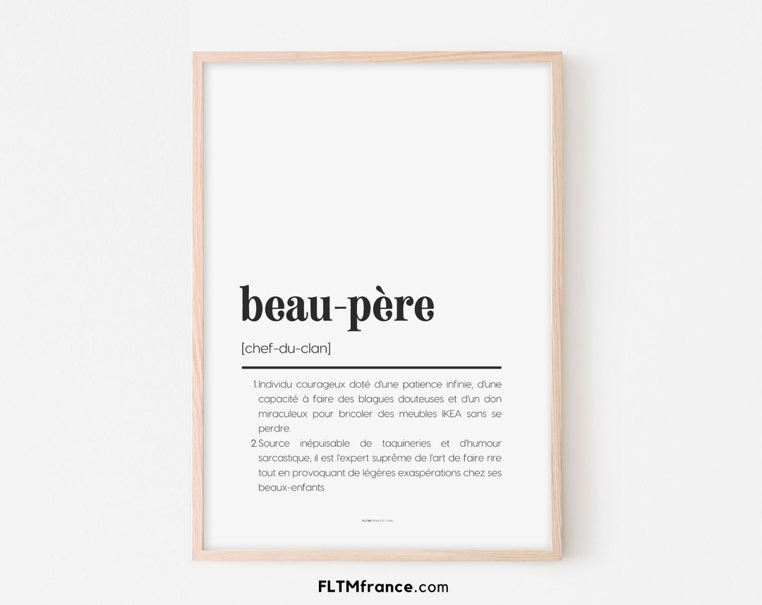 Affiche définition beaupère Idée cadeau original pour son beaupère Cadeau fête des pères