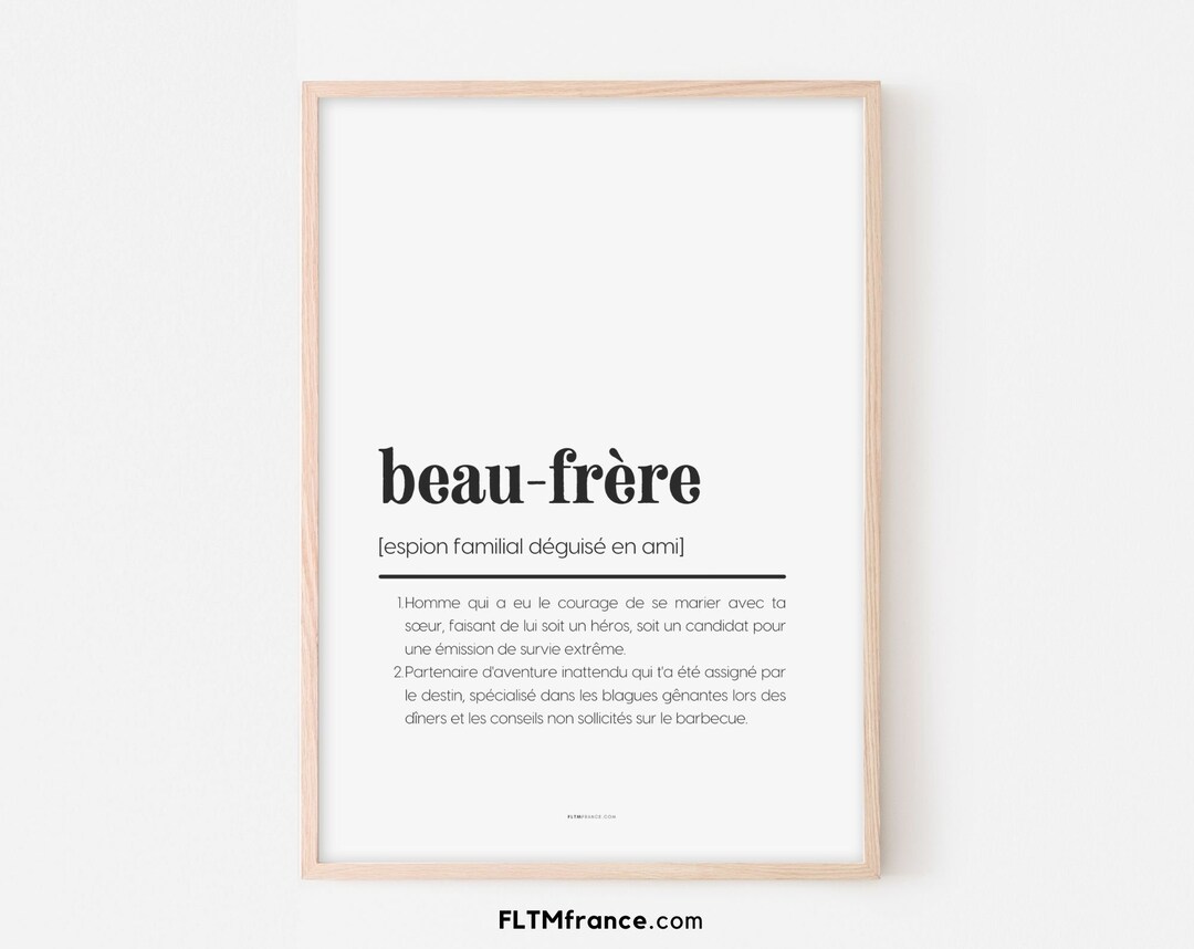 Affiche définition beaufrère Idée cadeau original pour beaufrère