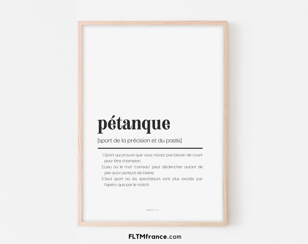 Affiche définition pétanque humour Idée cadeau original pour amateurs de pétanque Décoration