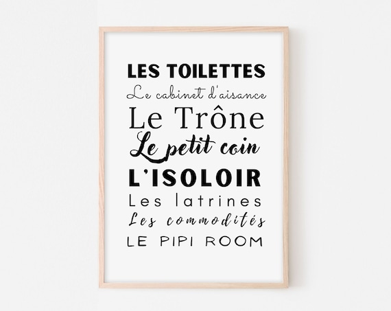 Affiche Les toilettes, le trône, le petit coin, le pipi  Poster  minimaliste WC et salle de bain à imprimer Décoration murale moderne -   France