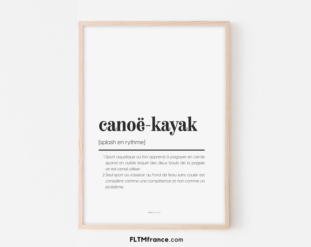 Humor Canoekayak Definition Poster Original Gift Idea for Etsy