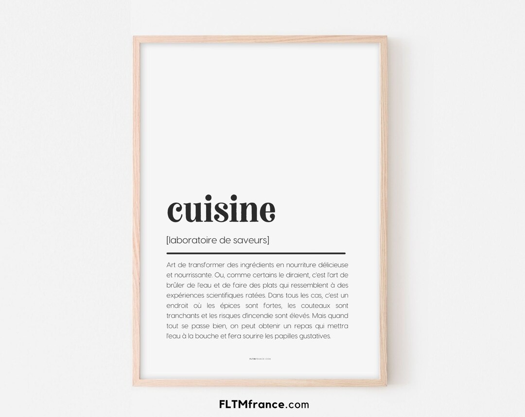 Affiche définition cuisine humour Idée cadeau original pour décorer la