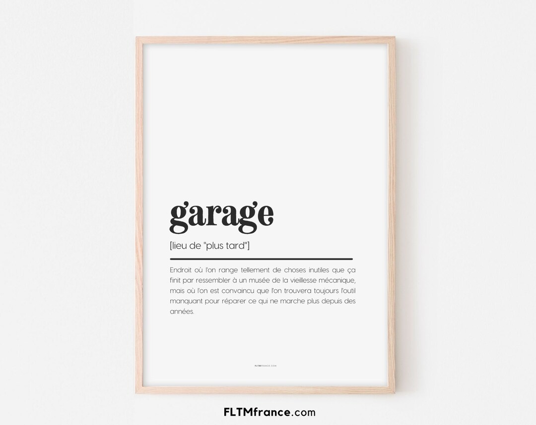 Garage Definition Poster Poster and Humorous Card to Print Etsy