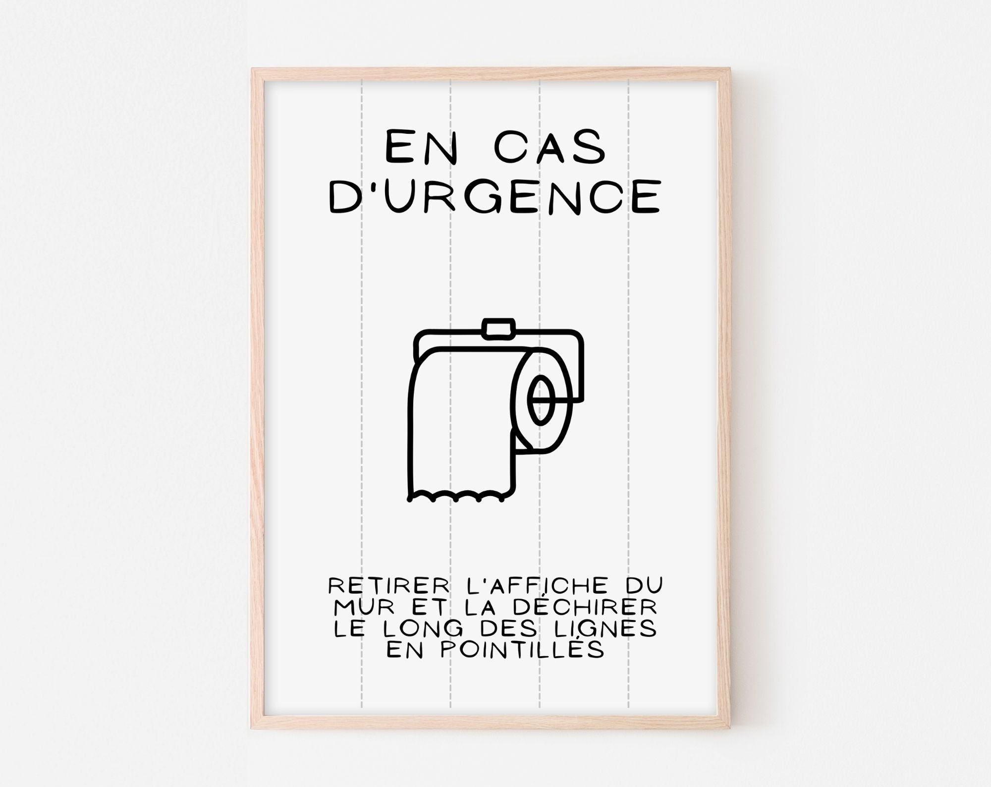 Affiche papier toilette en cas d'urgence  PQ à découper Poster  minimaliste WC et salle de bain à imprimer Décoration murale moderne -   France