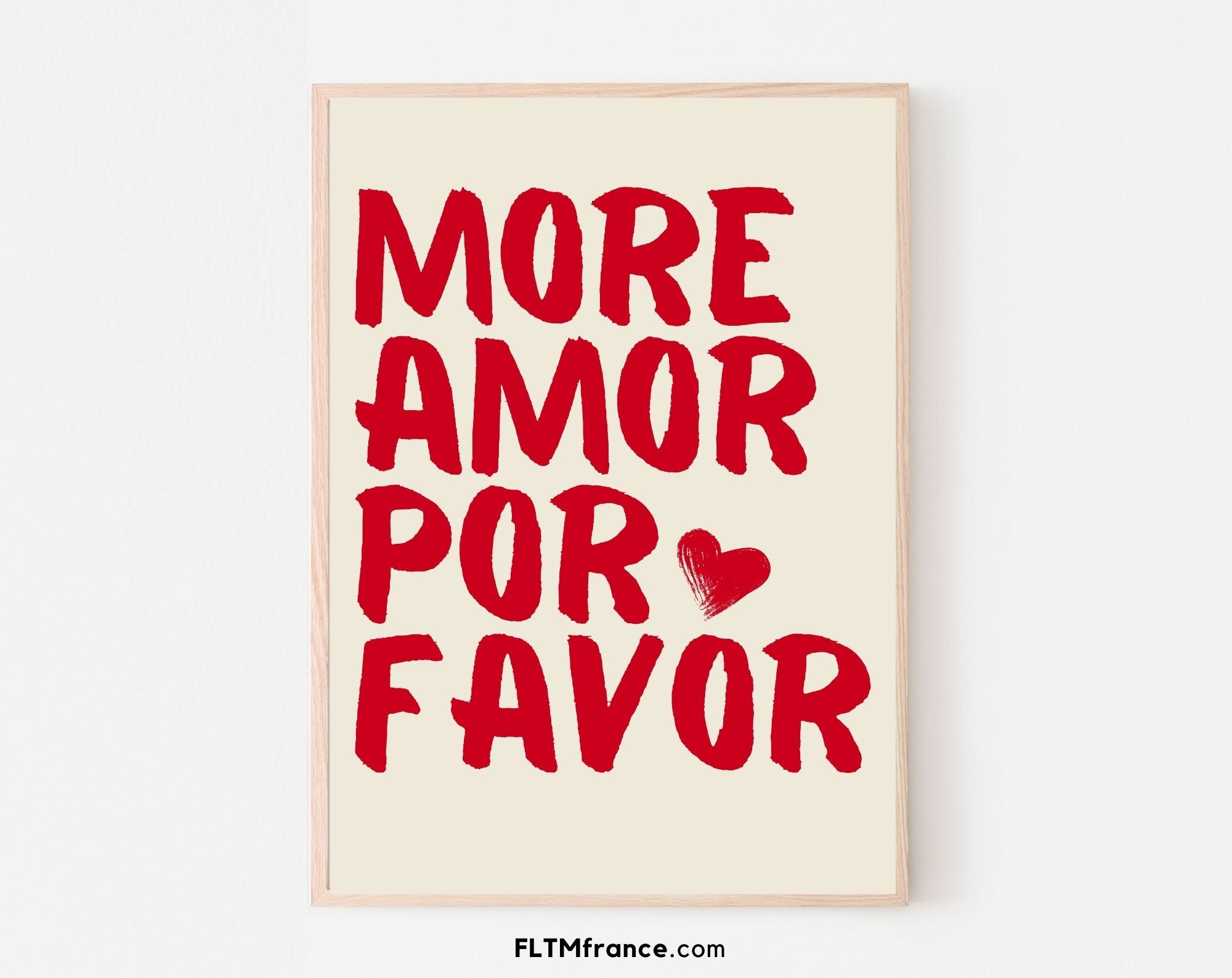 More Amor Por Favor Poster Colorful Red Tones Modern Eclectic Wall