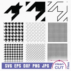 Houndstooth-patroon SVG-vector- en clipart-sjabloonvormen, achtergrondstructuur Cricut silhouet