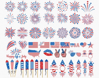 Fireworks SVG Bundle, Firecracker SVG, 4th of July Firework png Bundle | Fireworks Clipart | Firework elements | Independence day