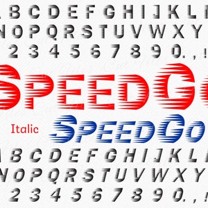 Geschwindigkeit Schriftart | Racing Font, Buchstaben des Motorsport-Alphabets, installierte Schrift