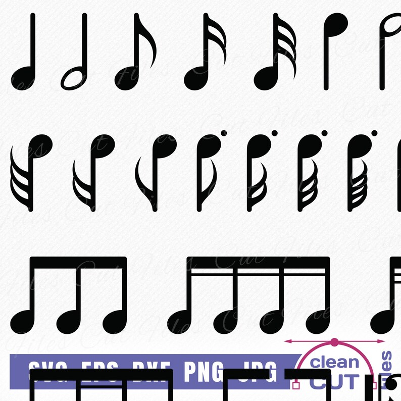 Musical Notes and Symbols SVG Bundle Musical Vector and Clipart Cutting ...