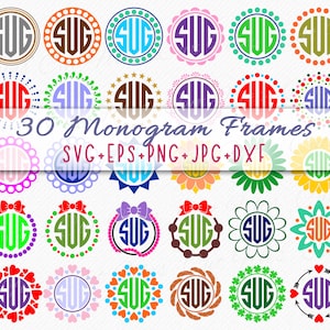 Monogram Frames SVG Bundle - Monogram Template, Circle monogram Clipart and vector bundle cutting files - commercial use svg