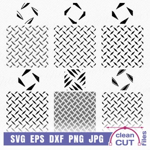 Wzory płytek diamentowych SVG wektor Pakiet plików clipart, bezszwowa tekstura arkusza metalu Szablon Cięcie